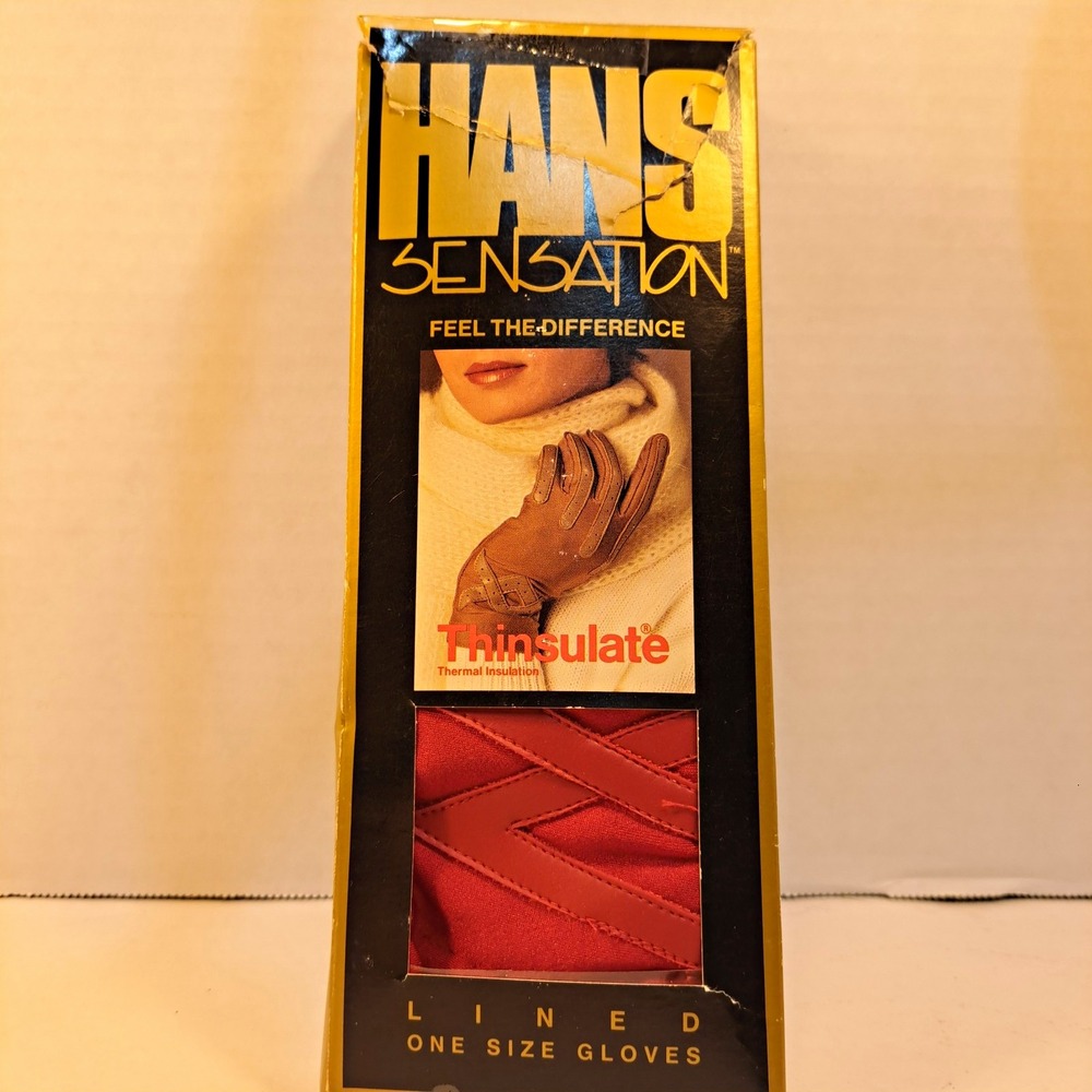 New Old Stock Vintage 1980s Hans Sensation Lined Thinsulate Gloves RED One Size